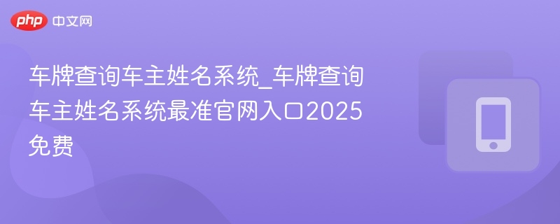 车牌查询车主姓名系统_车牌查询车主姓名系统最准官网入口2025免费