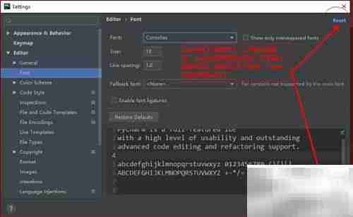 PyCharm字体设置指南