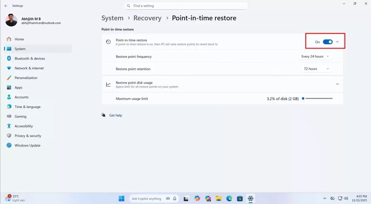 Win11系统引入时间点还原功能: 微软官方时光机来了