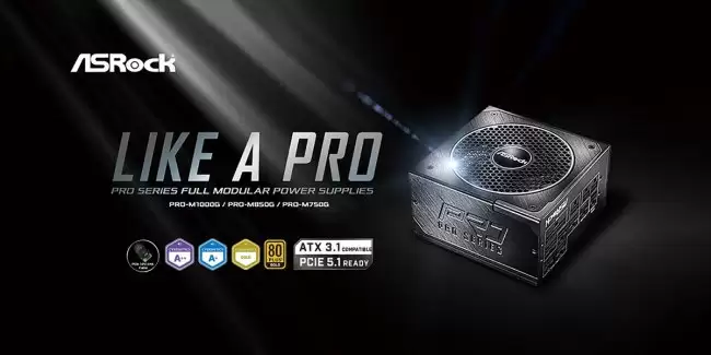 华擎发布全新 PRO 系列全模组电源:可选 750W/850W/1000W 通过 80 Plus 金牌认证