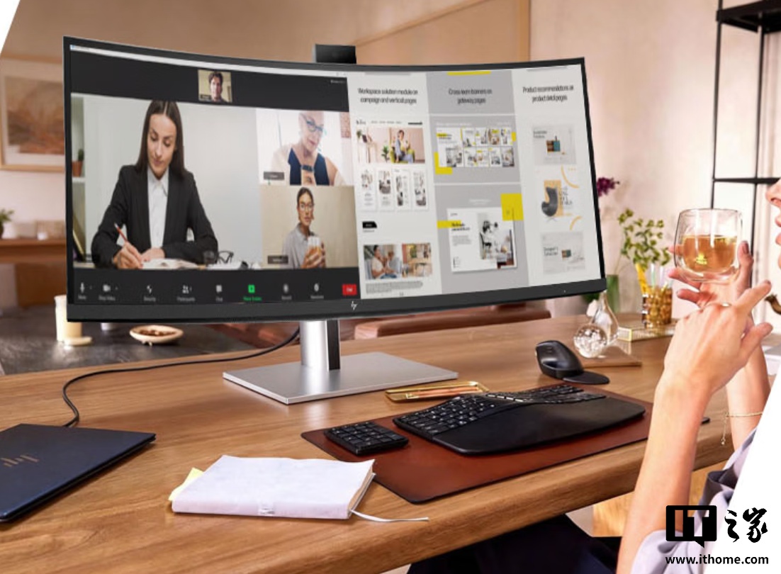 惠普推出“734PM”34 英寸带鱼屏显示器:1440P 120Hz IPS Black、配摄像头 + 四扬 + 麦克风 + 菊花链,6999 元