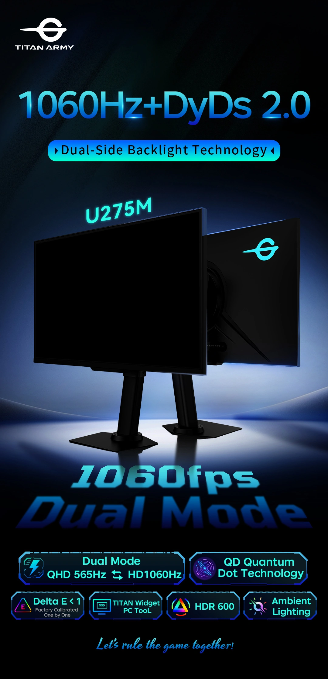 泰坦军团确认 U275M 显示器在 720p 模式下可支持 1060Hz 刷新率