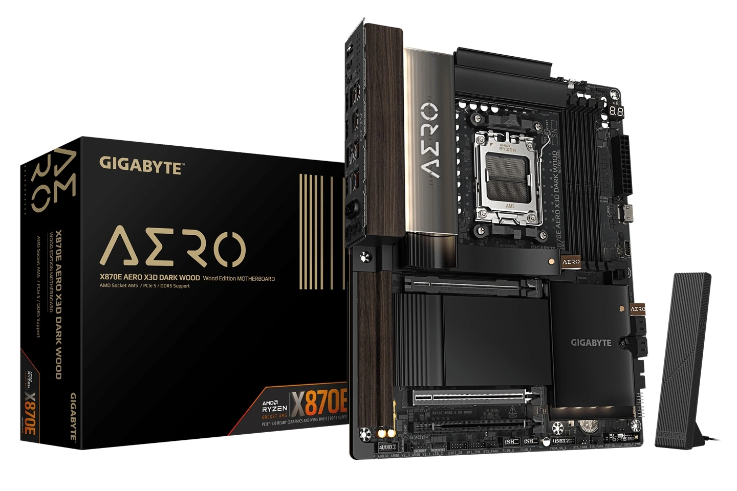 技嘉推出 X870E AERO X3D DARK WOOD 木艺主板,内敛深色设计