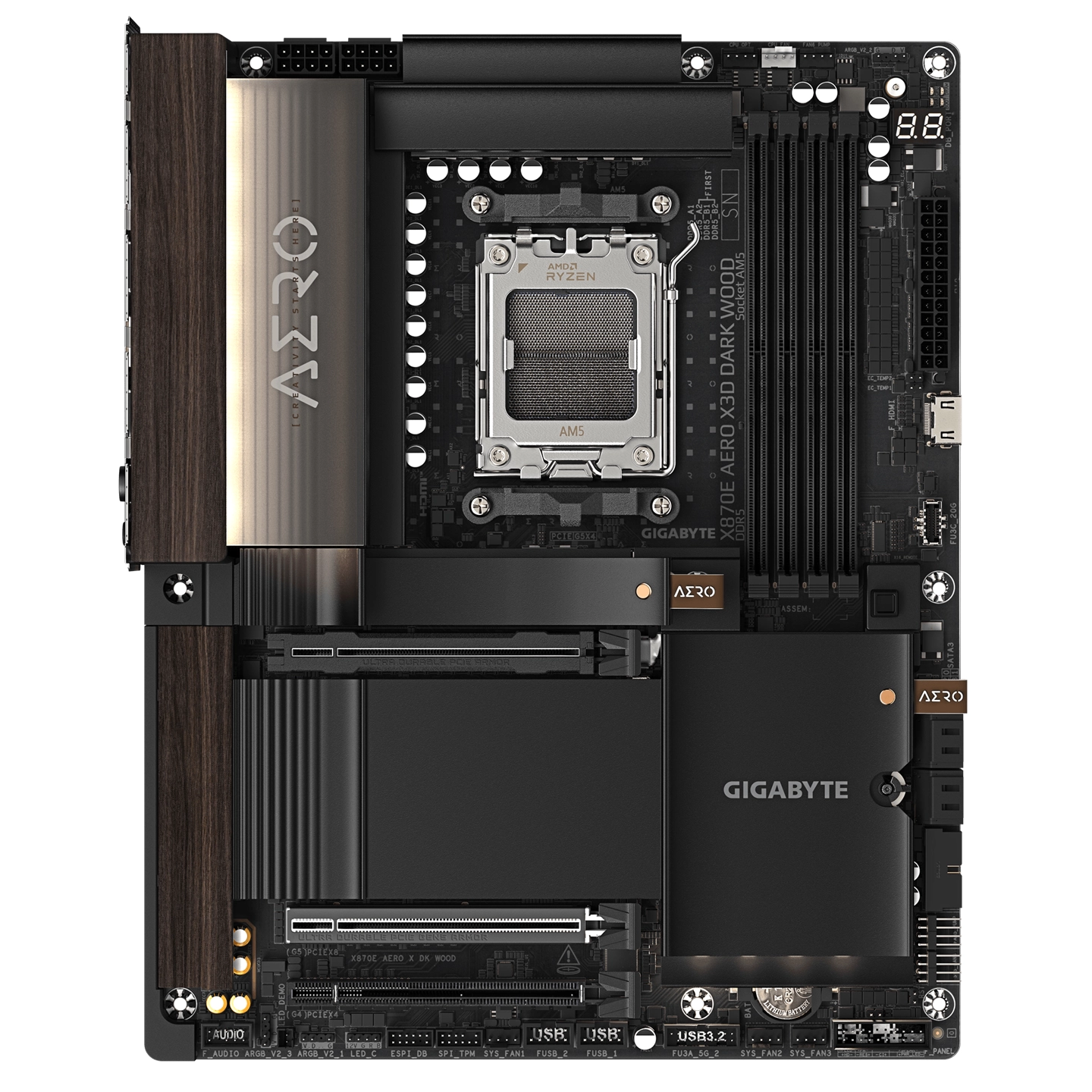 技嘉推出 X870E AERO X3D DARK WOOD 木艺主板,内敛深色设计