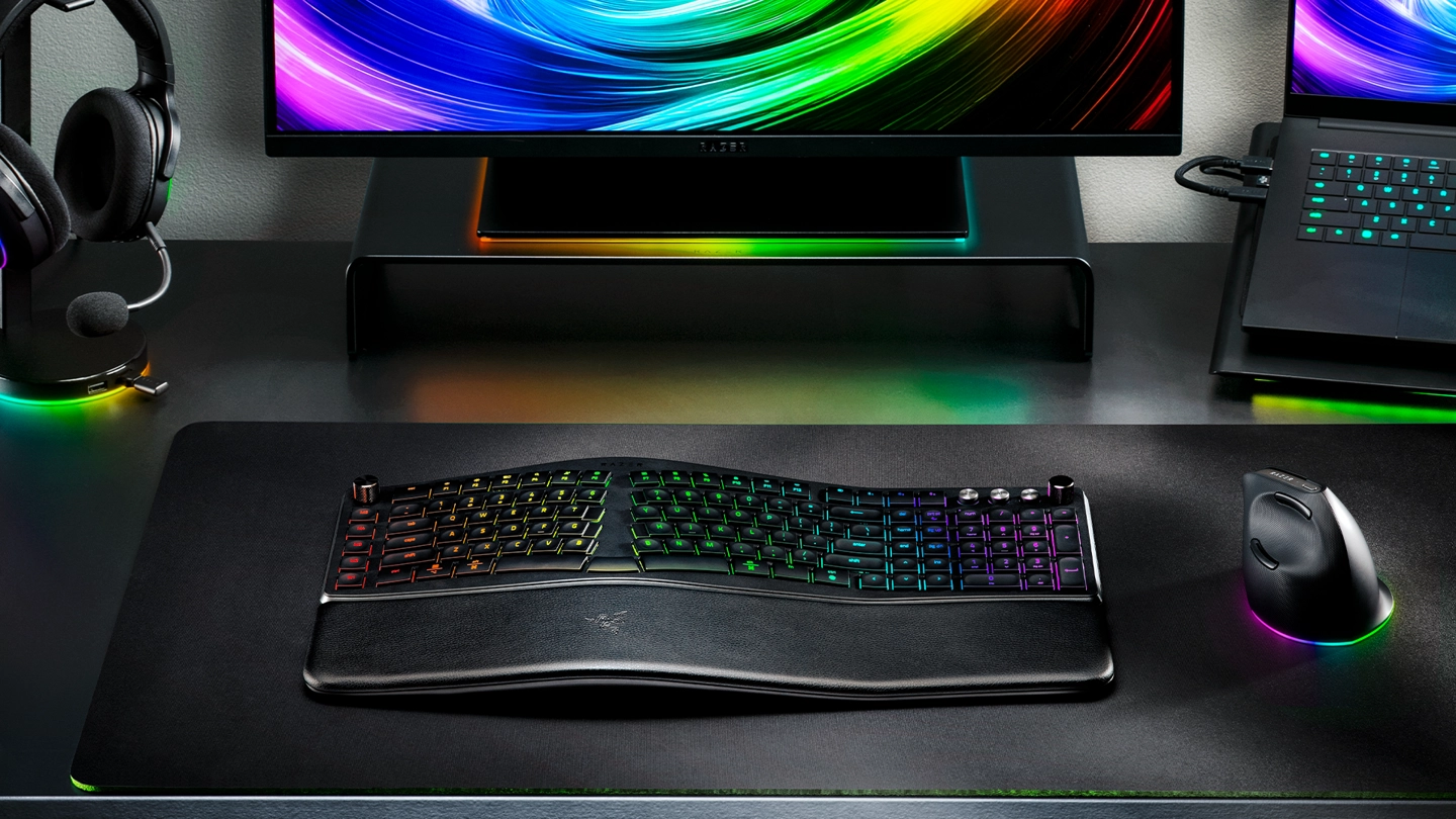 1499 元:雷蛇推出 Alice 全配列人体工学键盘 Razer Pro Type Ergo,集成腕托