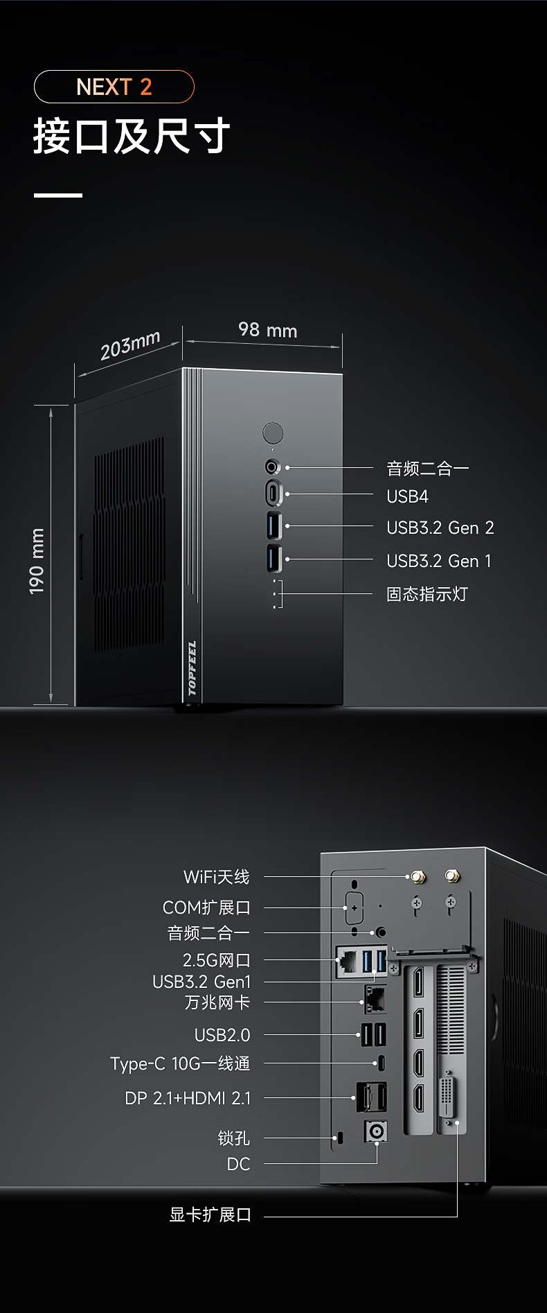 极夜 Next 2 迷你主机发售:R7 H255 准系统 2999 元,支持独显 + 双网口