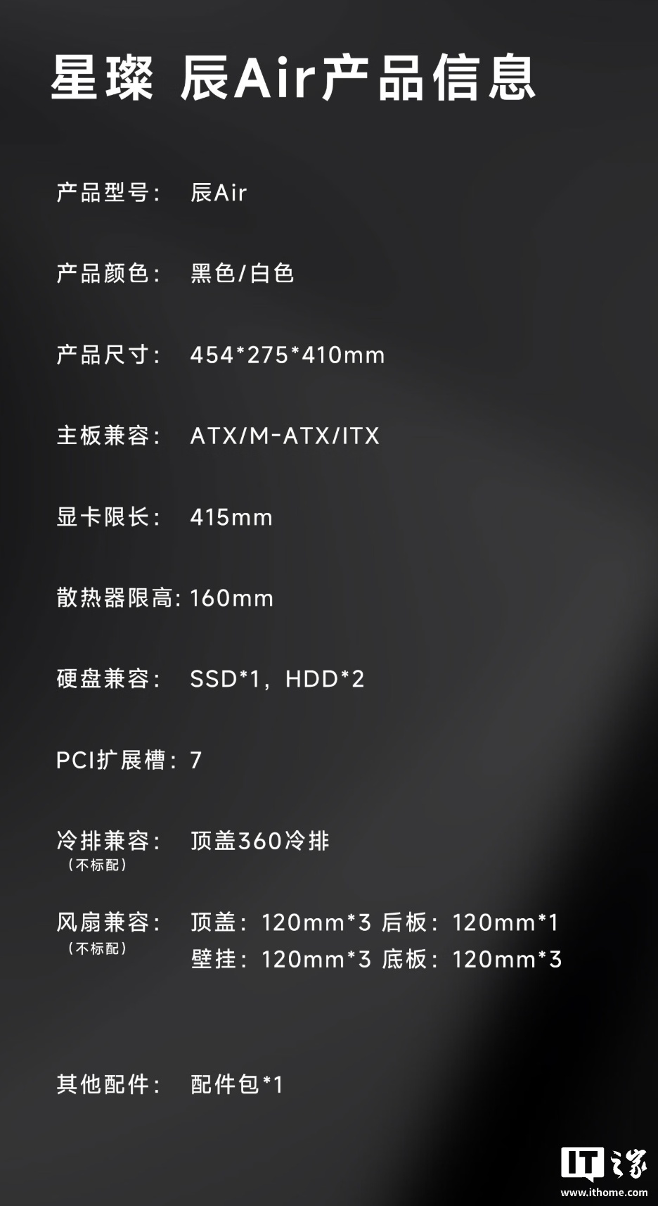 爱国者推出星璨辰 Air 机箱:一体式海景房曲面设计、配 LED 数显屏,449 元