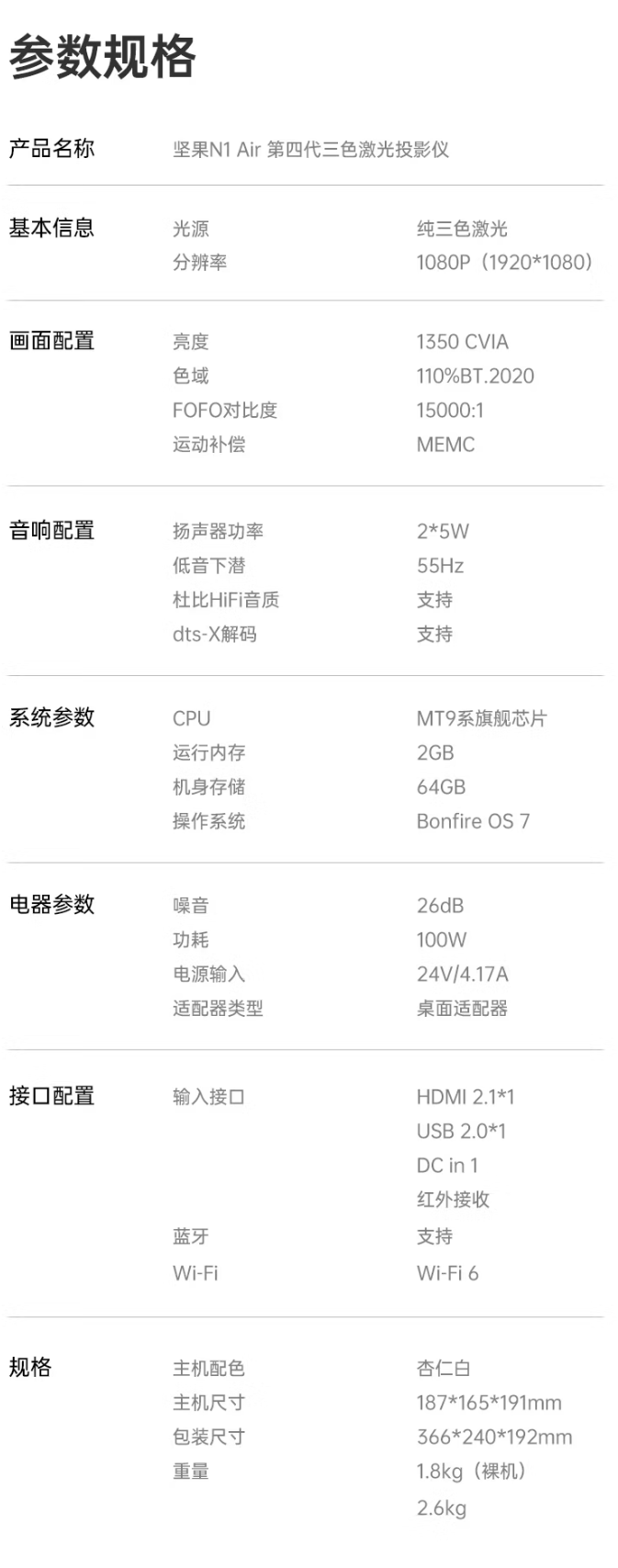 坚果 N1 Air 第四代投影仪开启预约：搭载 QuaLas 32 激光器、支持米家互联，3058 元