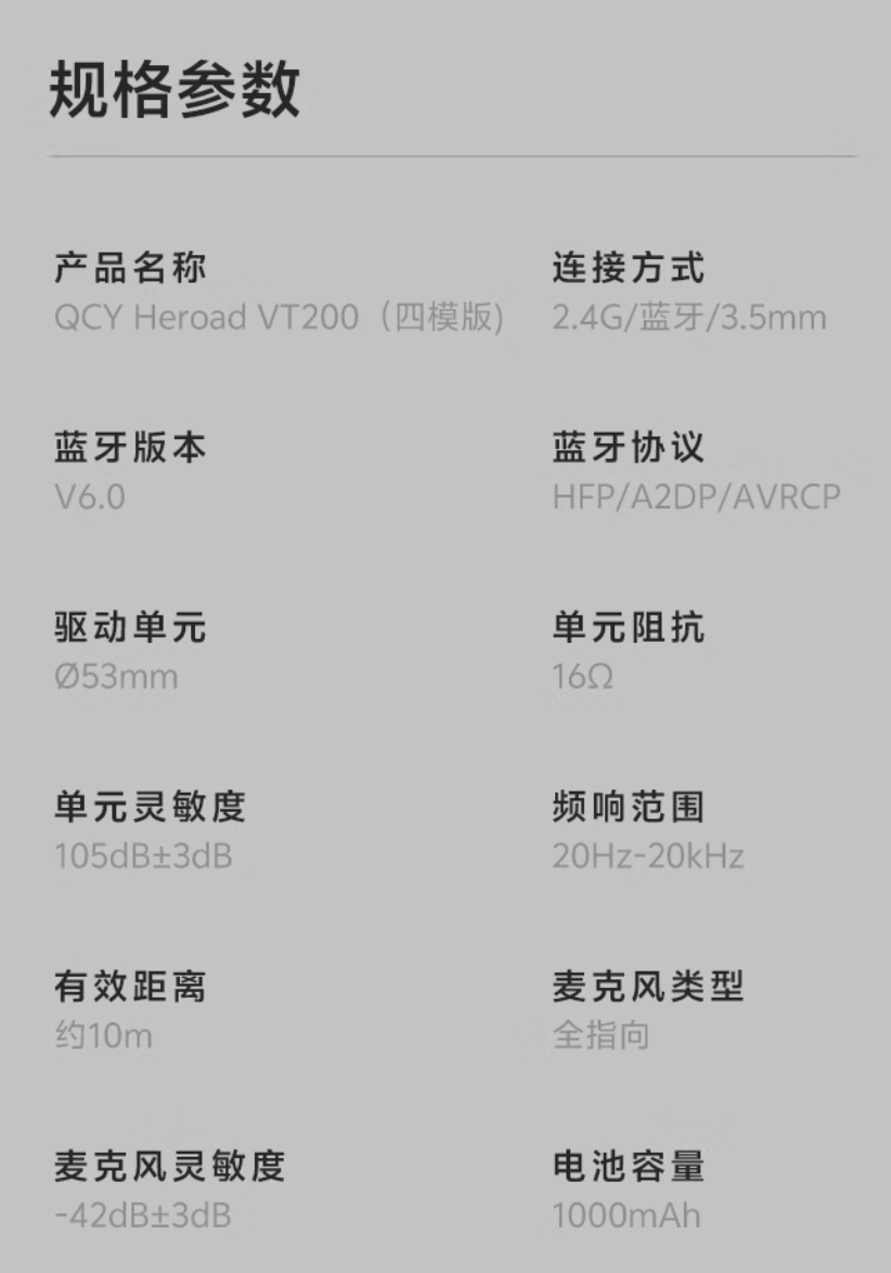 QCY 推出 VT200 头戴式游戏耳机:7.1 环绕音效、53mm 动圈,229 元