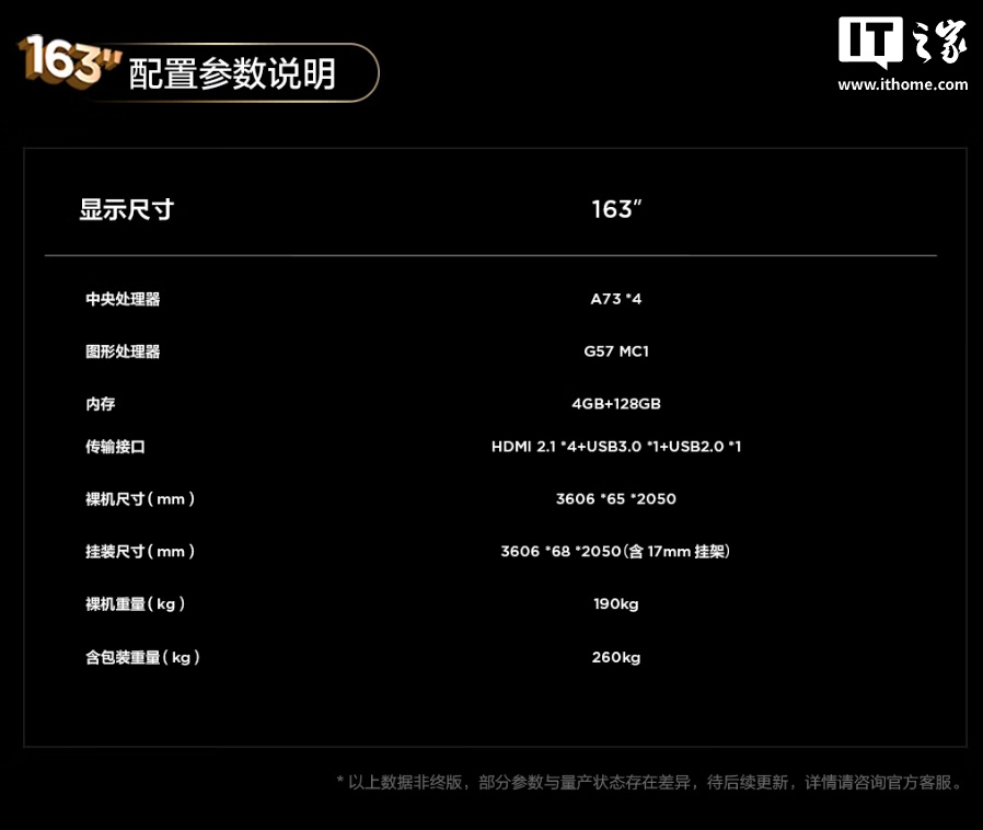 TCL Max163M / Pro 旗舰 163 英寸 Micro LED 巨幕电视发布,249999 元起