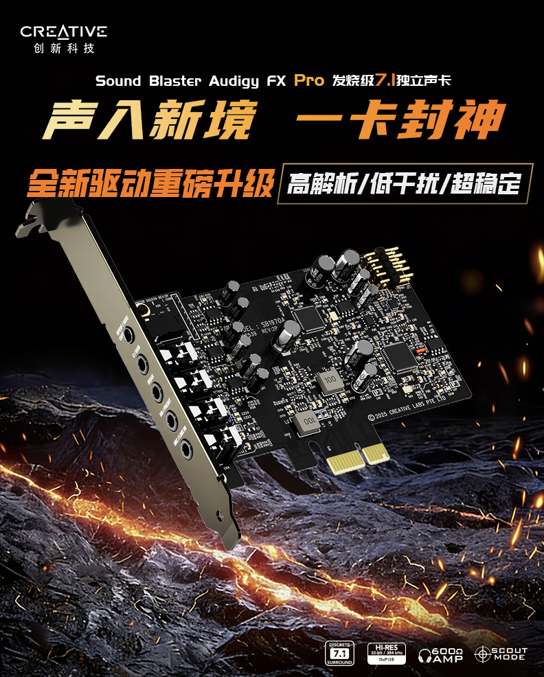 创新推出 FX PRO 7.1 声道独立声卡:搭 ALC 4082 芯片,799 元