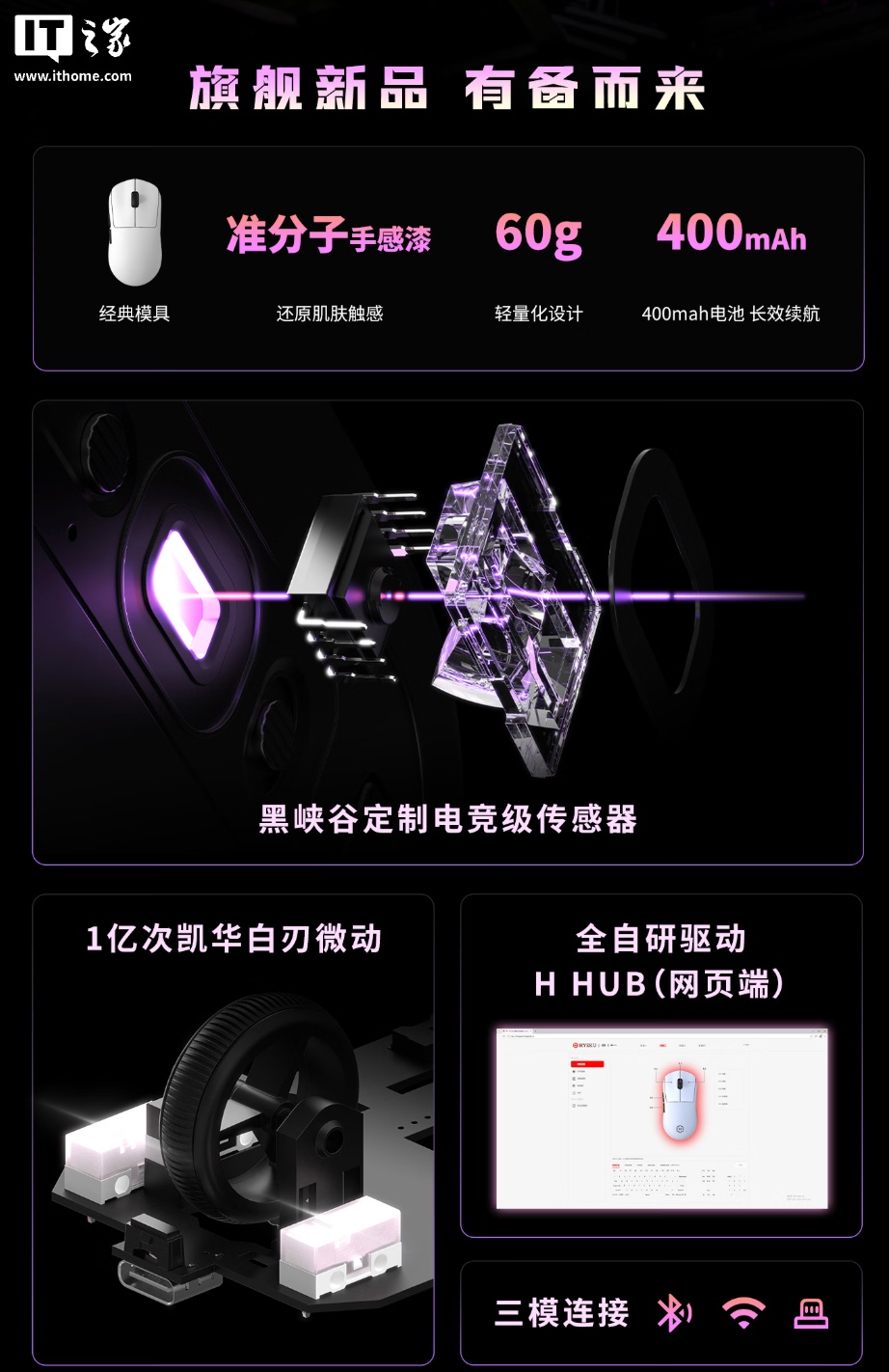黑峡谷 H9 三模无线鼠标开启预售：99 元，60g 轻量化设计、定制传感器