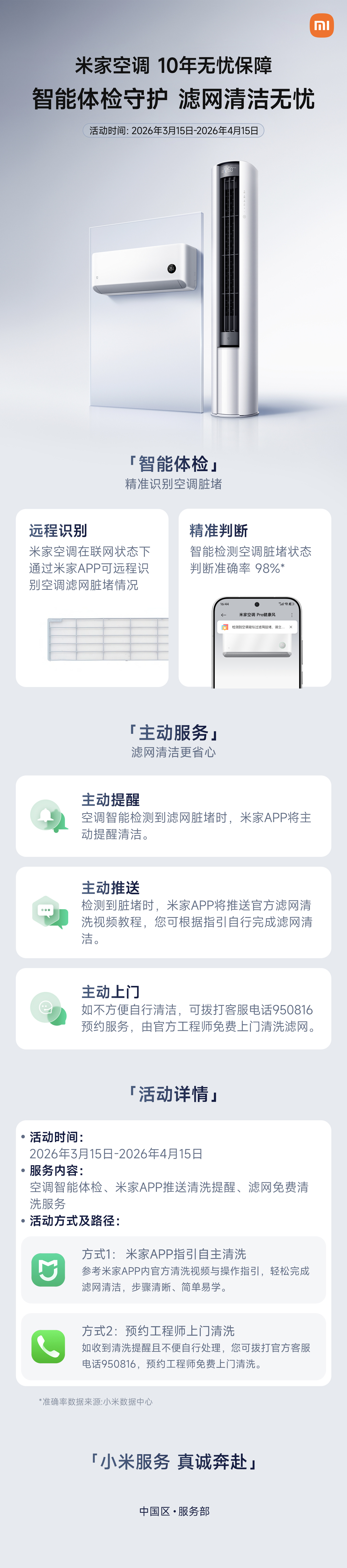 小米宣布米家空调智能体检上线,滤网脏堵空调自己会提醒