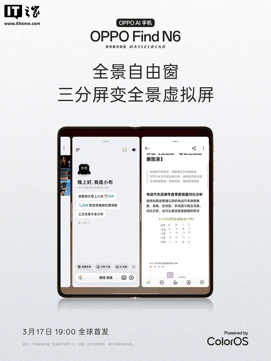 OPPO Find N6 全景自由窗功能首曝:大小自由调、浮窗 / 分屏 / 全屏任意切,3 月 17 日首发