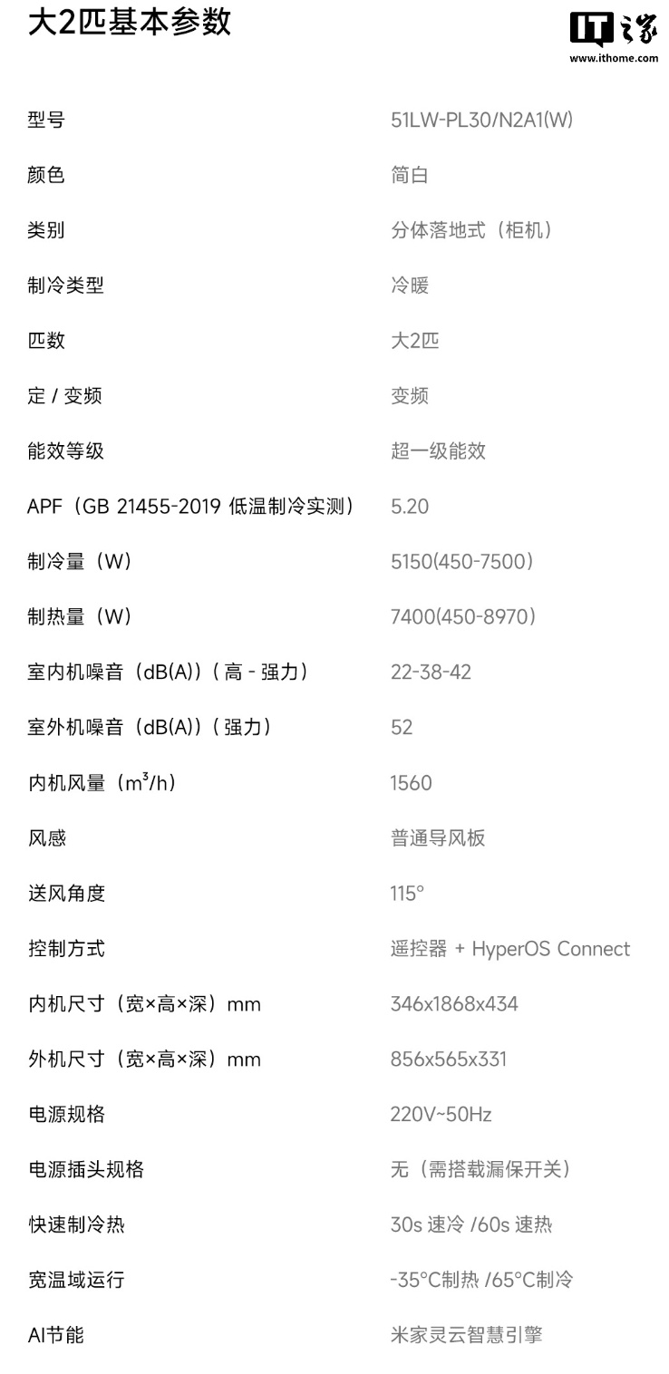 小米推出“米家空调 巨省电 Pro 超一级能效”:提供大 2 匹 / 3 匹版本,4699 元起