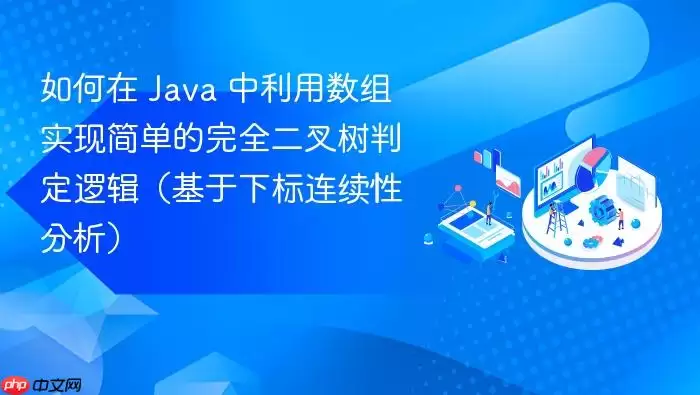 如何在 Ja va 中利用数组实现简单的完全二叉树判定逻辑(基于下标连续性分析)