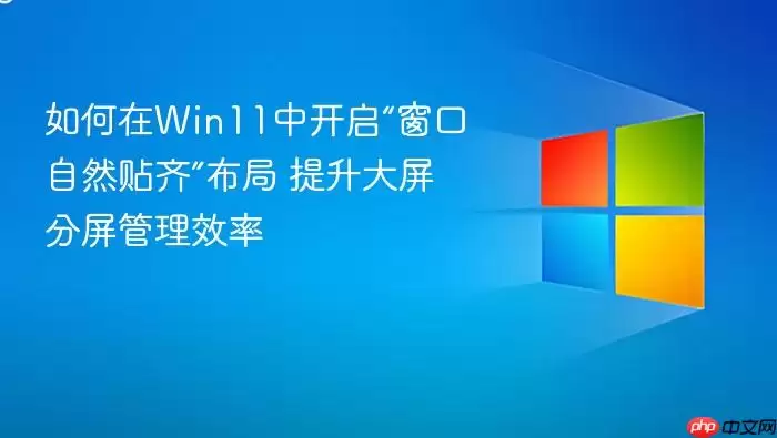 如何在Win11中开启“窗口自然贴齐”布局 提升大屏分屏管理效率