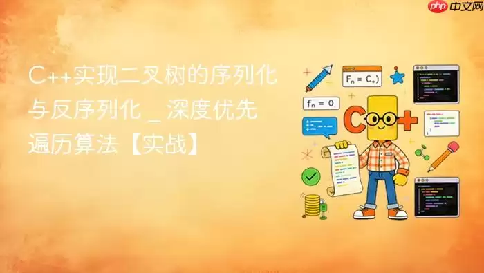 C++实现二叉树的序列化与反序列化 _ 深度优先遍历算法【实战】