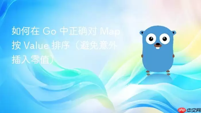 如何在 Go 中正确对 Map 按 Value 排序(避免意外插入零值)