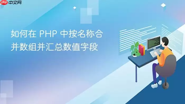 如何在 PHP 中按名称合并数组并汇总数值字段