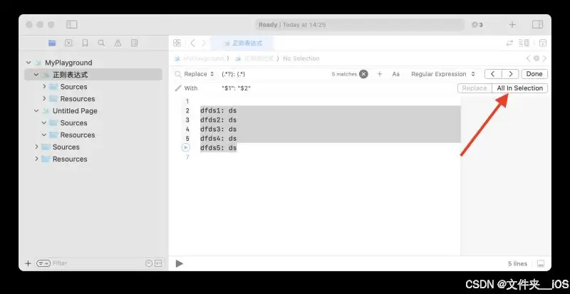 Xcode 正则表达式实现查找替换功能