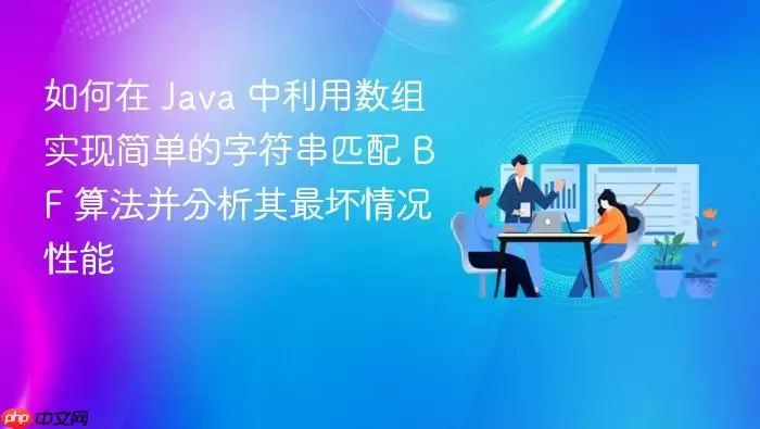 如何在 Ja va 中利用数组实现简单的字符串匹配 BF 算法并分析其最坏情况性能