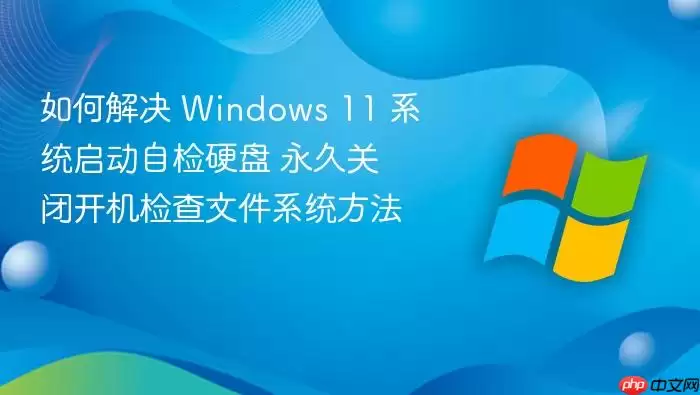如何解决 Windows 11 系统启动自检硬盘 永久关闭开机检查文件系统方法