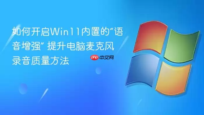 如何开启Win11内置的“语音增强” 提升电脑麦克风录音质量方法
