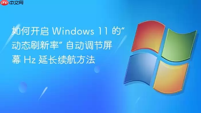 如何开启 Windows 11 的“动态刷新率” 自动调节屏幕 Hz 延长续航方法