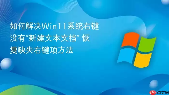如何解决Win11系统右键没有“新建文本文档” 恢复缺失右键项方法