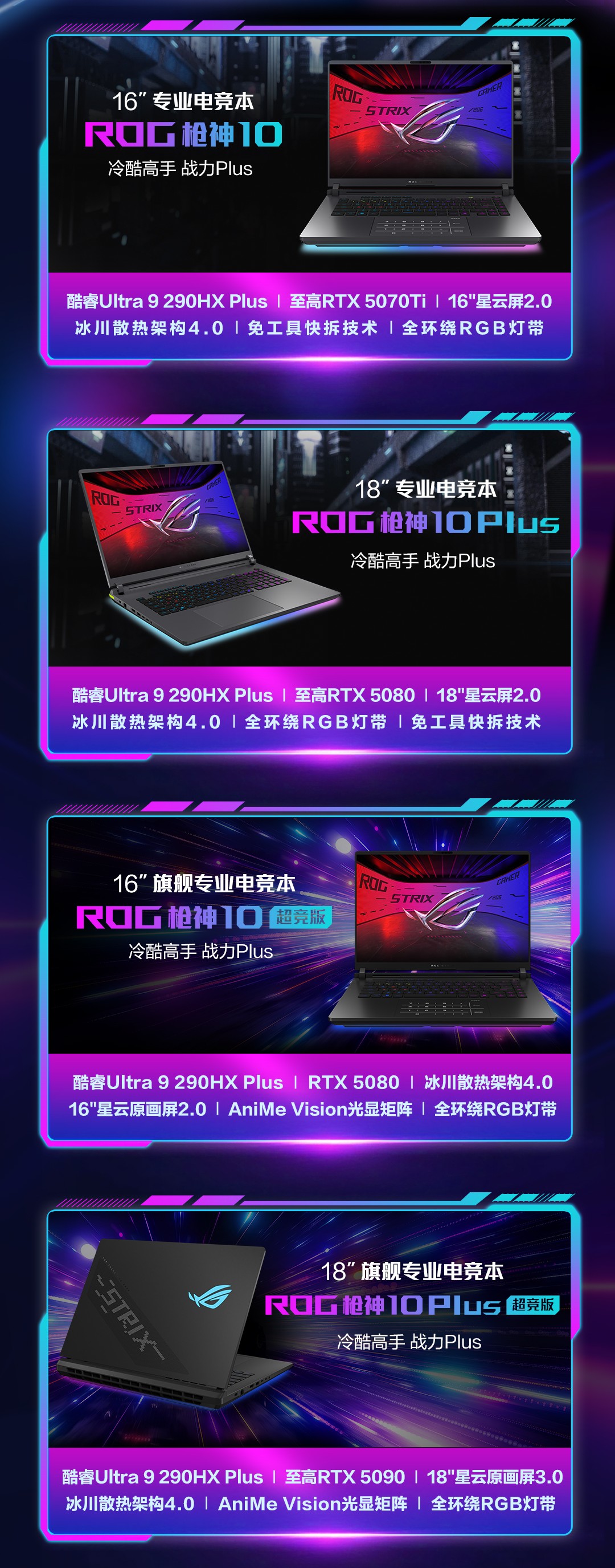 华硕 ROG 枪神 / 魔霸 / 魔霸新锐 2026 游戏本开启预约，共 8 大产品系列