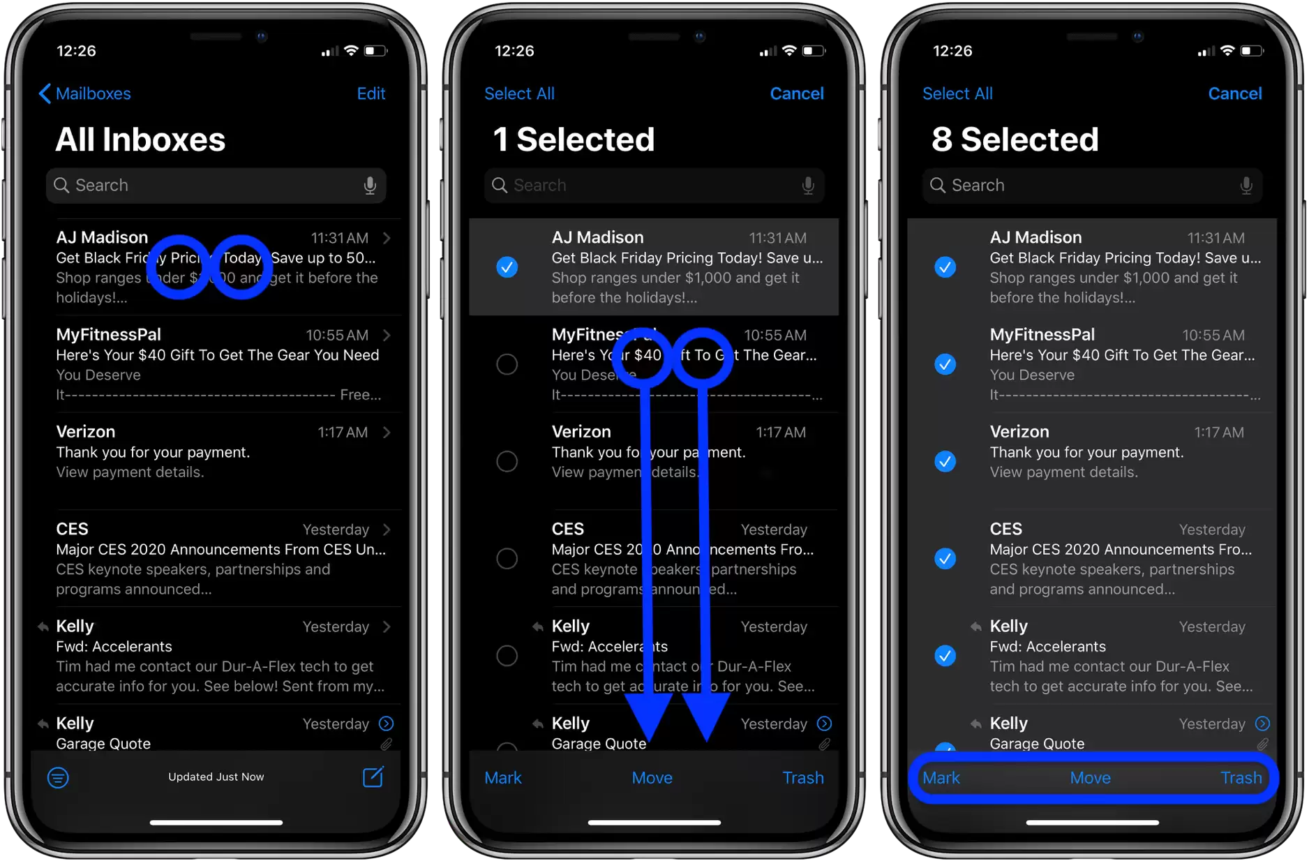 如何在 iPhone 使用双指快速移动和删除多封电子邮件? 如何在 iPhone 使用双指快速移动和删除多封电子邮件?