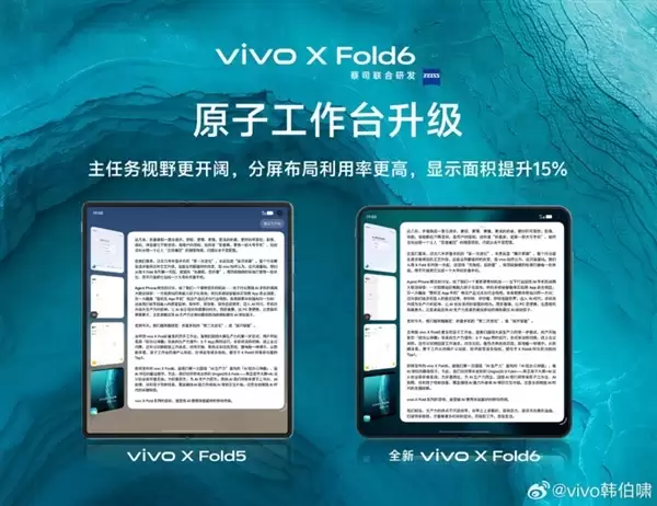 一屏四用!vivo X Fold6把折叠屏的多任务玩明白了