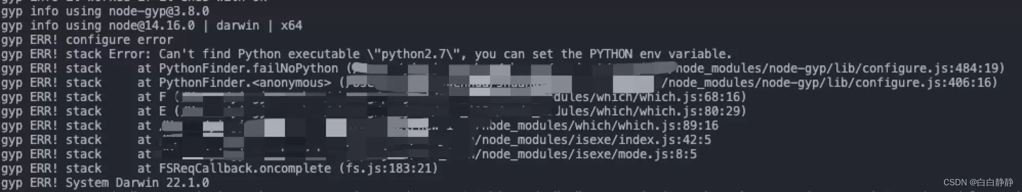 Can‘t find Python executable \“python2.7\“, you can set the PYTHON env variable