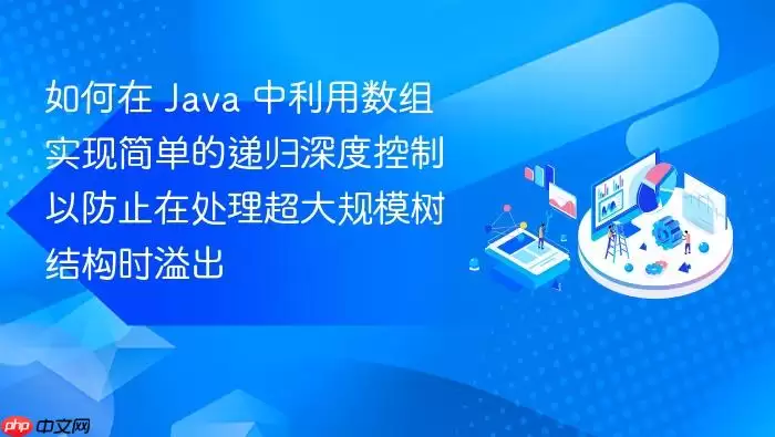 如何在 Ja va 中利用数组实现简单的递归深度控制以防止在处理超大规模树结构时溢出