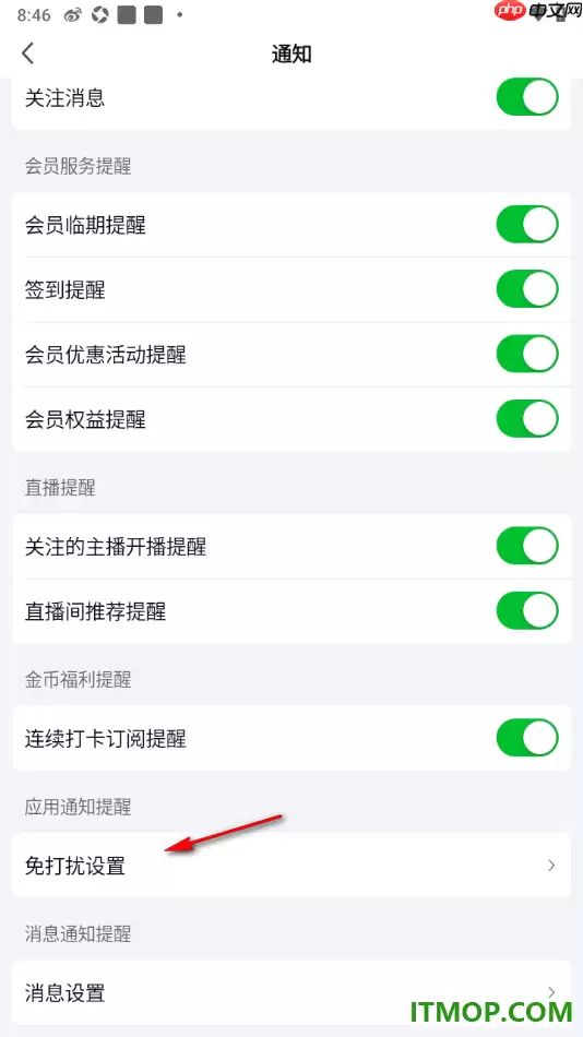 爱奇艺手机版设置禁止在夜间推送消息通知的方法