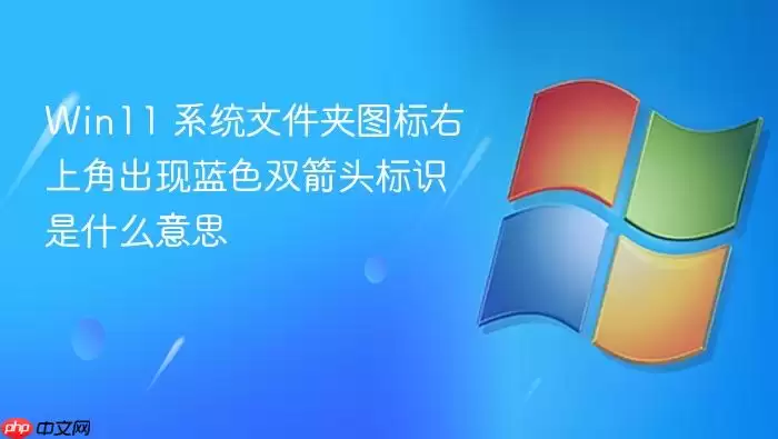 Win11 系统文件夹图标右上角出现蓝色双箭头标识是什么意思