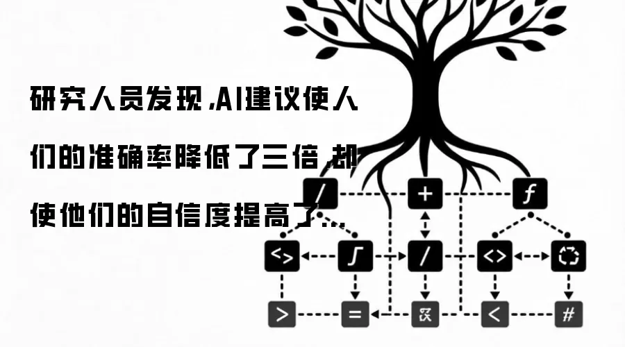 研究人员发现，AI建议使人们的准确率降低了三倍，却使他们的自信度提高了一倍。