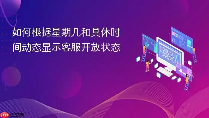 如何根据星期几和具体时间动态显示客服开放状态
