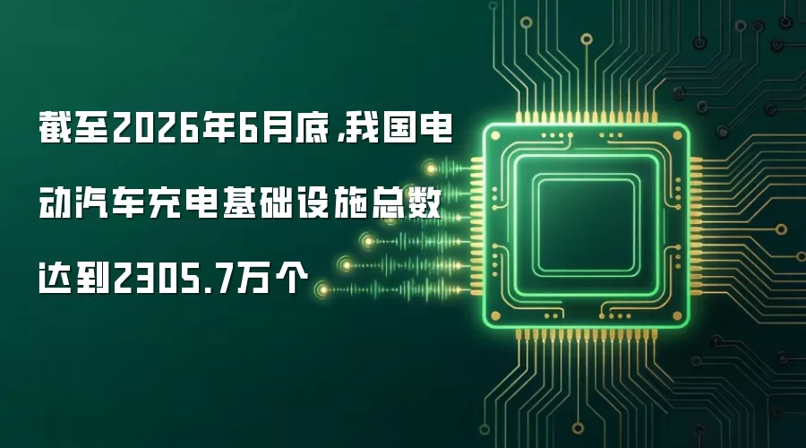 截至2026年6月底,我国电动汽车充电基础设施总数达到2305.7万个