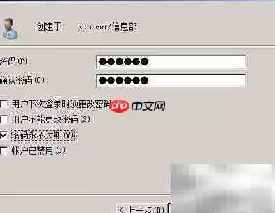 密码设置页面,显示密码输入框和账户选项复选框