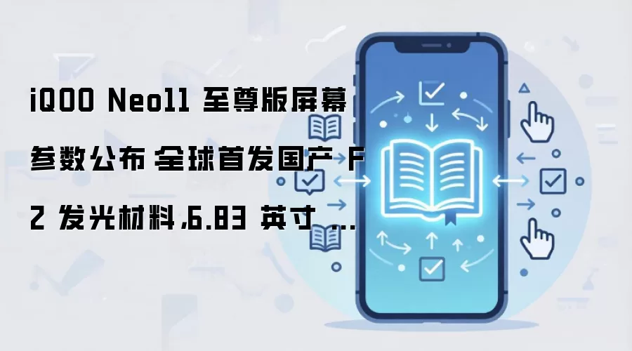 iQOO Neo11 至尊版屏幕参数公布：全球首发国产 F2 发光材料，6.83 英寸 2K 分辨率