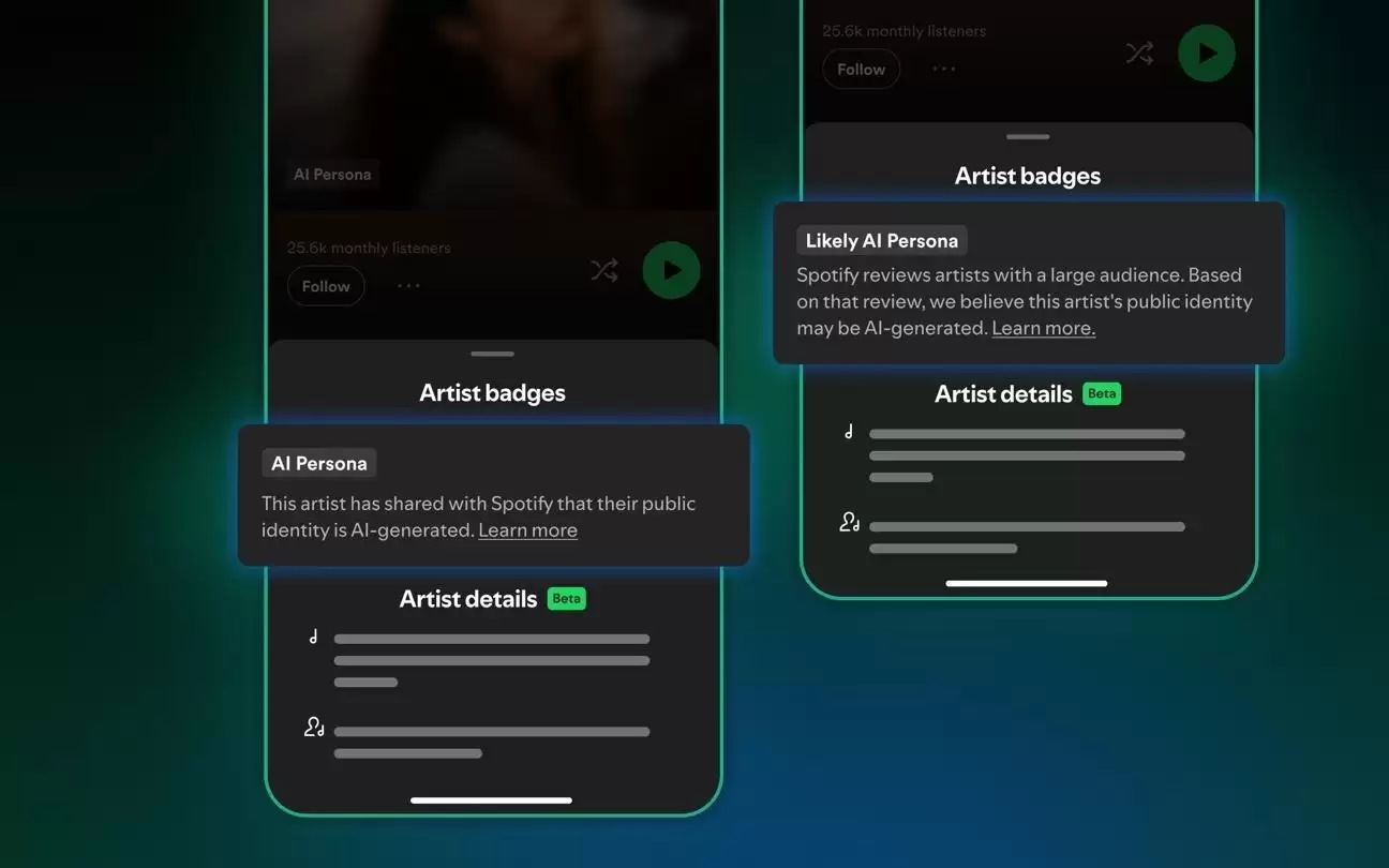 让AI生成的非真人歌手无处遁形,Spotify推出“AI人格”标签