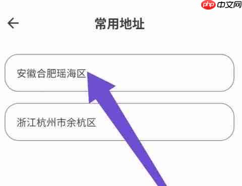 榴莲日记APP常用地址列表页示意图