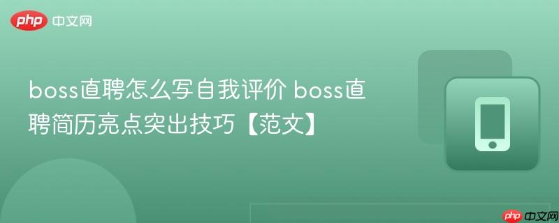 boss直聘怎么写自我评价