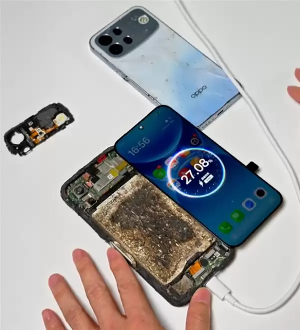 直面2000℃火箭尾焰冲击！OPPO A7 Pro Max机身都烧化了还功能正常：连电池都没坏