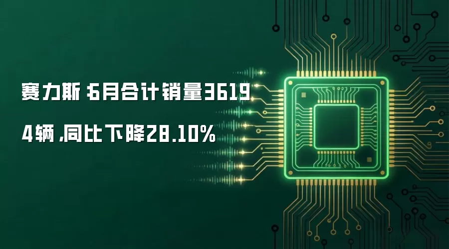 赛力斯:6月合计销量36194辆,同比下降28.10%