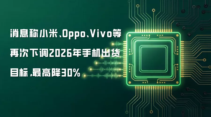 消息称小米、Oppo、Vivo等再次下调2026年手机出货目标,最高降30%