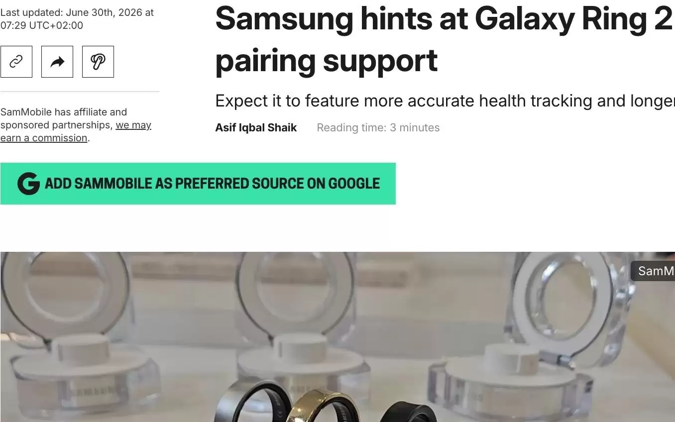 三星高管暗示Galaxy Ring 2或将首次支持iPhone兼容