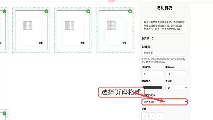 极轻PDF设置PDF页码位置和编号参数